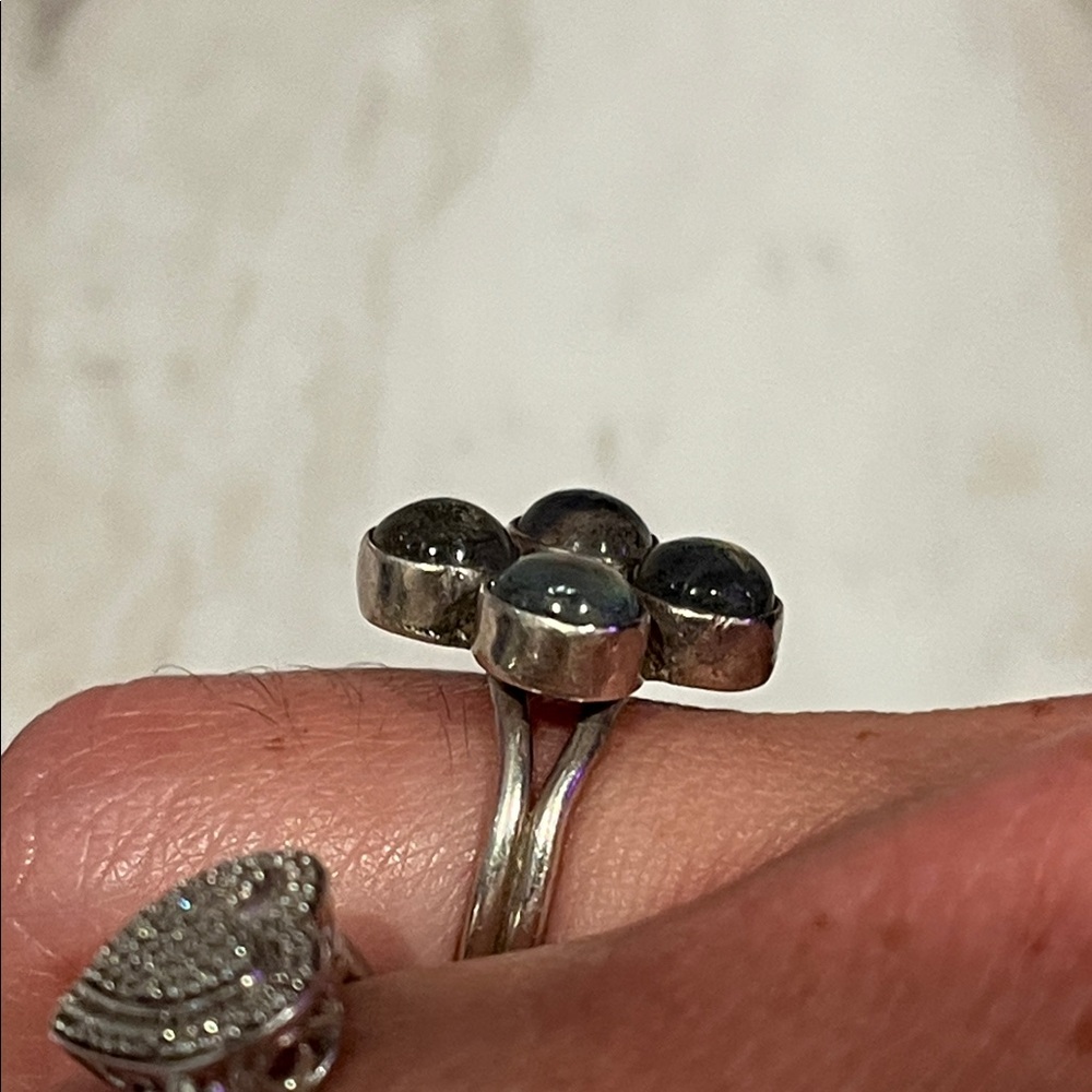 Artisan Labradorite Clover Ring, Solid Sterling S… - image 3